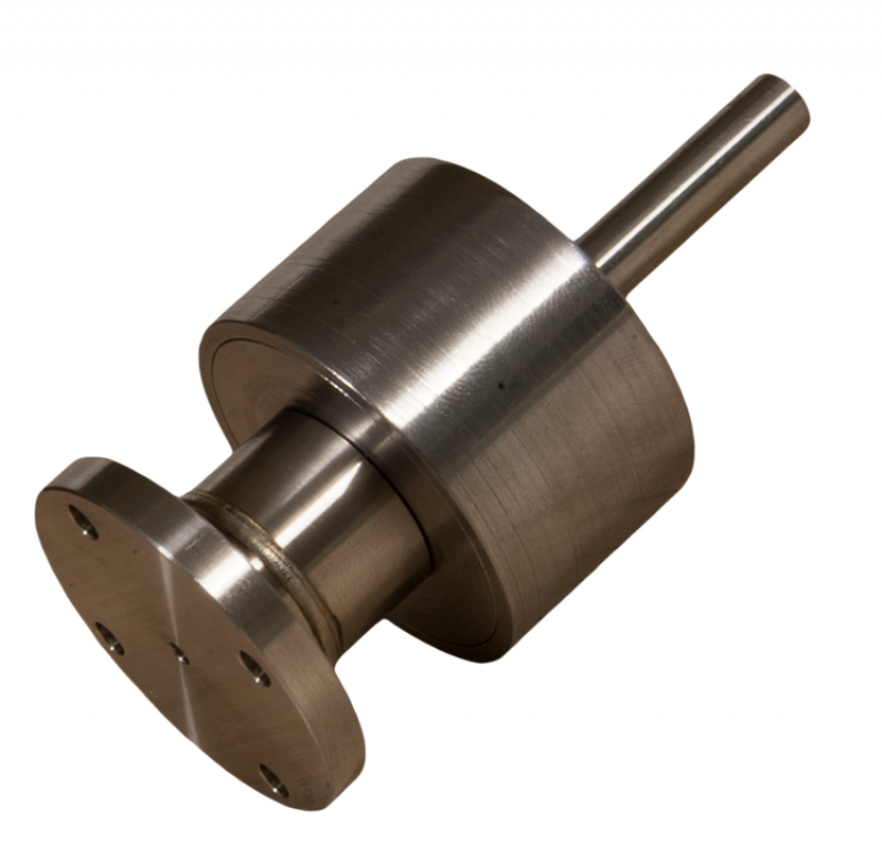 Close up of steel coaxial solenoid valve prototype by Valiant